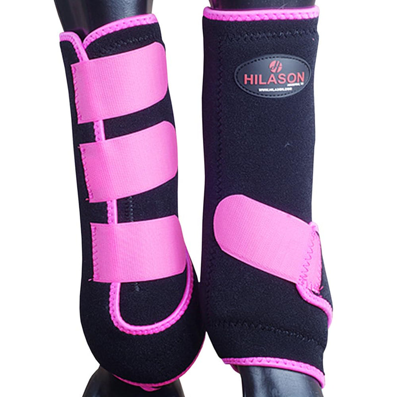 HILASON Black Pink Large Horse Medicine Sports Boots Rear Hind Leg