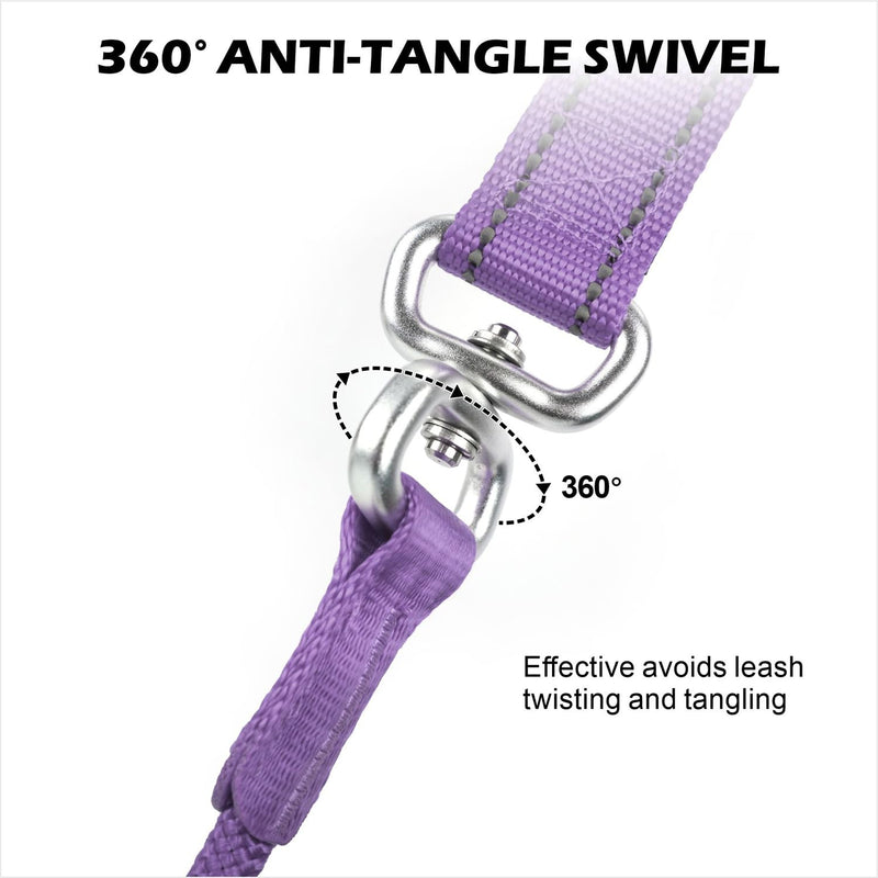 6FT Slip Lead Dog Leash with Double Padded Handle, Anti-Tangle Slip Leads for Dogs, Reflective Nylon No-Pull Training Leash for Small Medium Dogs, Purple 6 Feet - PawsPlanet Australia