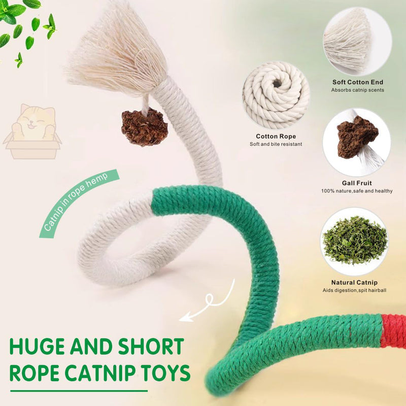 Idepet 6 Pack Cat Rope Catnip Chew Toy and Natural Silvervine Sticks Cats Toys for Teeth Cleaning,Interactive Biting Rope Toys for Aggressive Chewers Matatabi Cat Nip Treat Toys for Indoor Cats Kitten