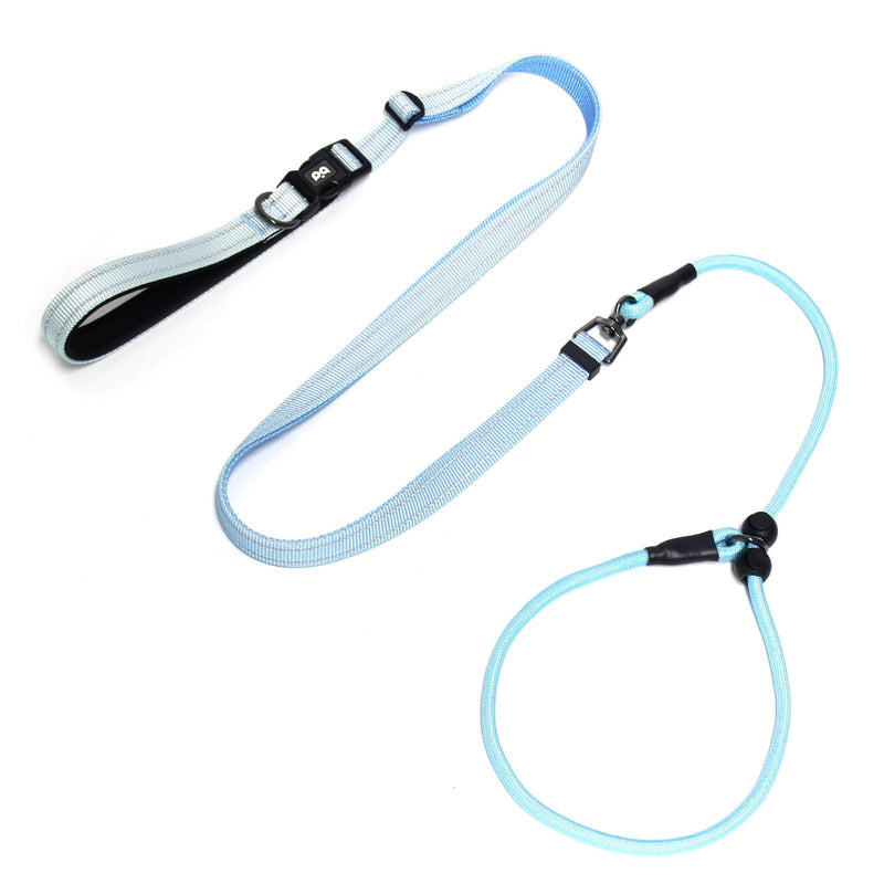 QQPETS Adjustable Slip Lead Dog Leash, Hands Free Waist Leash for Dog Walking, Reflective Training Lead with 360° Swivel Anti-Tangle, 4-7 ft Length for All Breeds Blue Gradient - PawsPlanet Australia