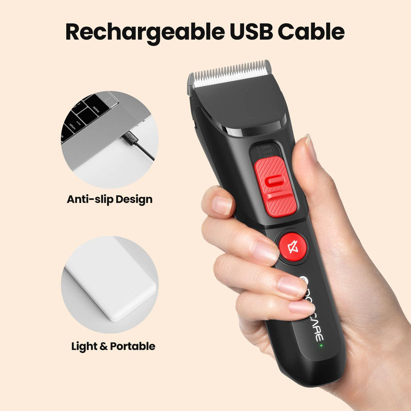 DOG CARE Ceramic Detachable Blade Dog Clipper, Low Noise, Professional Cordless Rechargeable Hair Trimmer for Grooming, Trimming, Clipping, Black