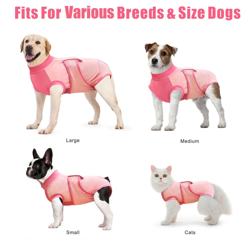 Idepet Dog Recovery Suit Female,Dogs Onesie Suit Surgery Male Breathable Pet Bodysuit for Spay Neuter E-Collar & Cone Alternative Surgical Suit Puppy Abdominal Anti Licking Wounds Shirt (Pink, XL) Pink