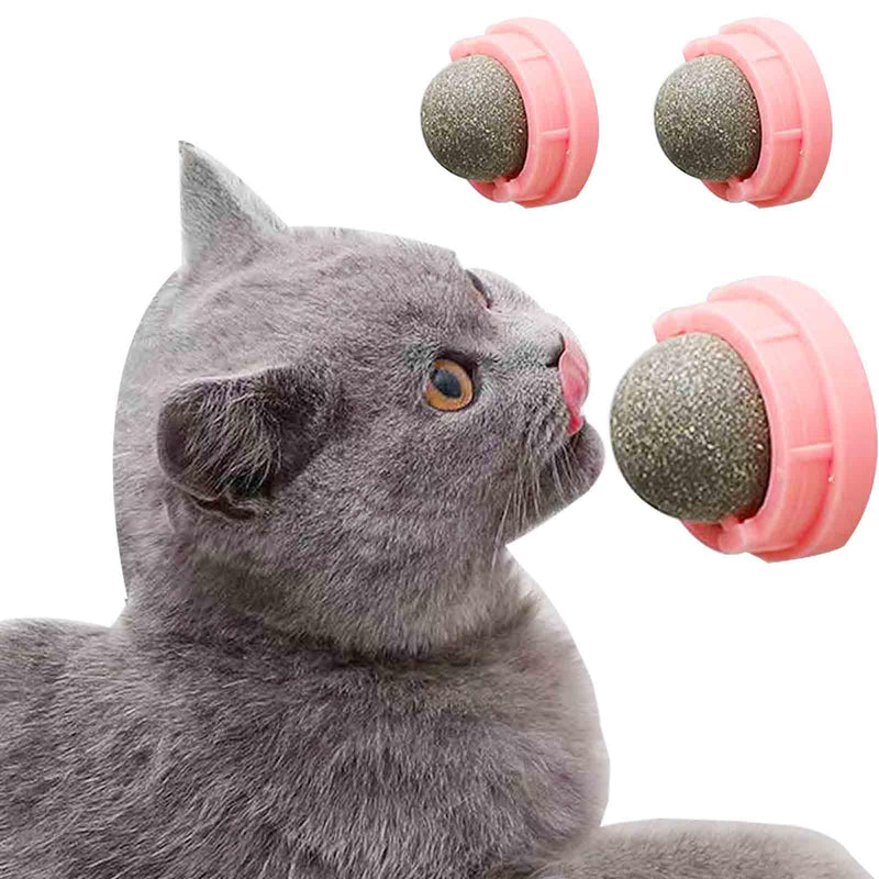 3 PCS Catnip Balls - Catnip Ball for Cats Wall, Catnip Wall Ball, Catnip Balls That Stick On Wall, Catnip Roller Ball