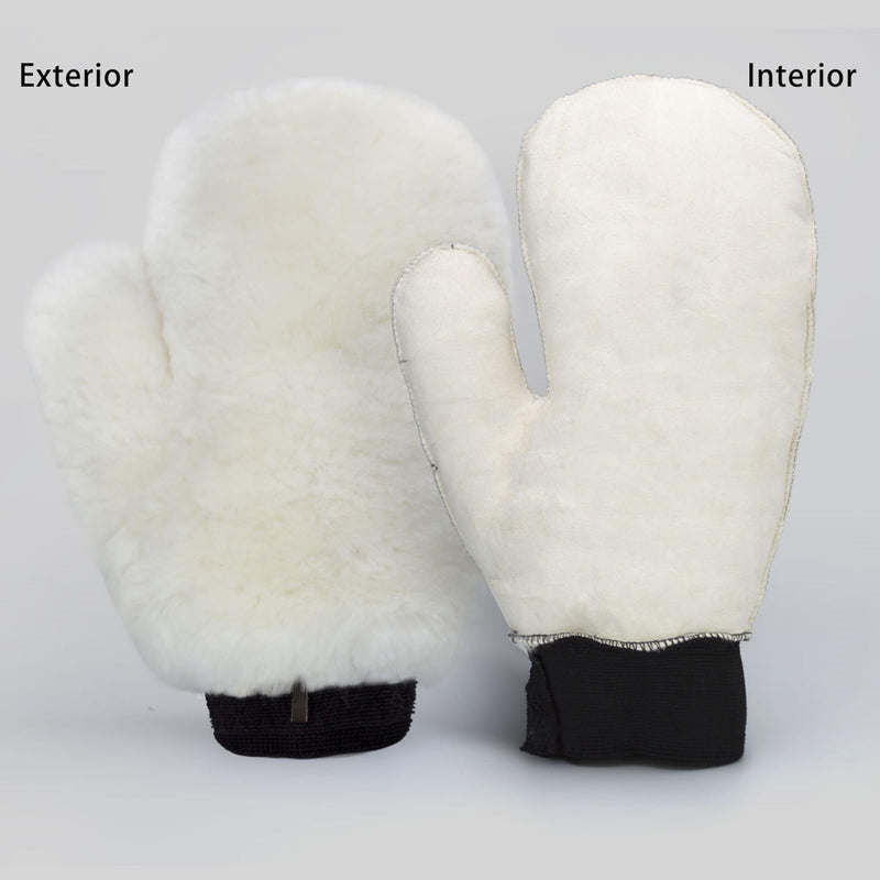 Gracefur Ultra-Soft Sheepskin Horse Grooming Mitts for Tack, Saddle & Boot Cleaning - Perfect Gloves for Tack & Horse Care (White) White - PawsPlanet Australia