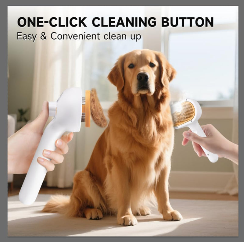 Pet Steam Brush for Dogs & Cats with Shampoo – 3-in-1 Grooming Spray Comb, Mist Massage & Defur Function, Water Spritz Deshedding Tool for Long/Short Hair, Indoor Pets (Puffease Cepillo de Vapor) - PawsPlanet Australia