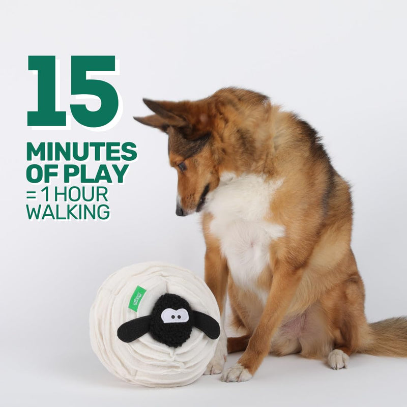 Interactive Enrichment Toy for Dogs - Squeaky Plush Snuffle Sheep, A Treat Dispensing Puzzle Toy, Stress and Anxiety Relief - PawsPlanet Australia