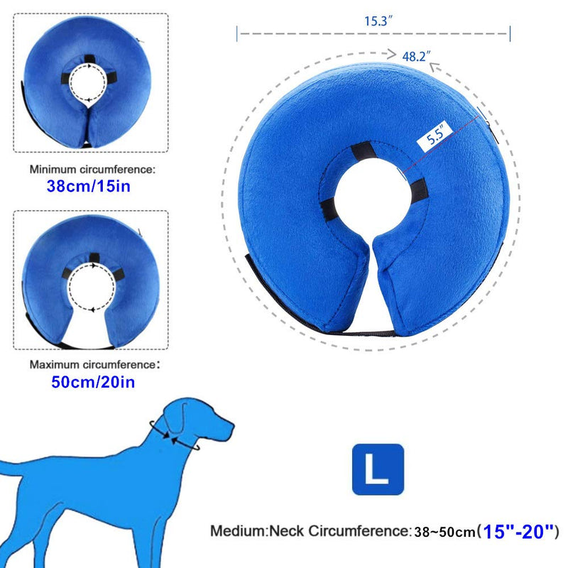 VST Comfortable Inflatable Cone Collar for Dogs,Adjustable Soft Pet Recovery Collar Prevent Pets from Touching Biting Scratching at Injuries Wounds (L) L - PawsPlanet Australia