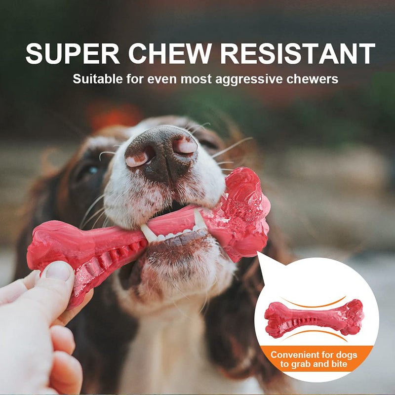 Indestructible Beef Flavored Rubber Dog Bone Chew Toy for Aggressive Chewers - Non-Toxic - 100% Safe Natural Rubber - Food Grade Material - Great for Dental Health - PawsPlanet Australia