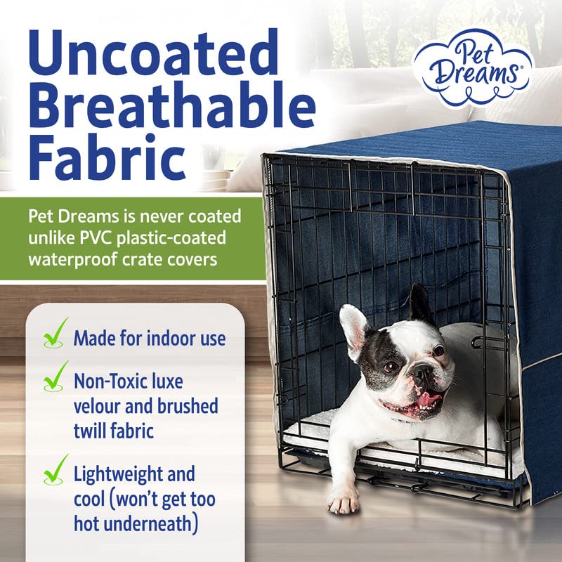 Pet Dreams Dog Crate Cover – Small to Extra Large Dog Kennel Covers, Breathable Single Door Soft Cage Covers for Dog Crates, Great for Dog Crate Training (Ivory, 30 inches) Ivory Open Front 30.0"L x 19.0"W x 21.0"H - PawsPlanet Australia