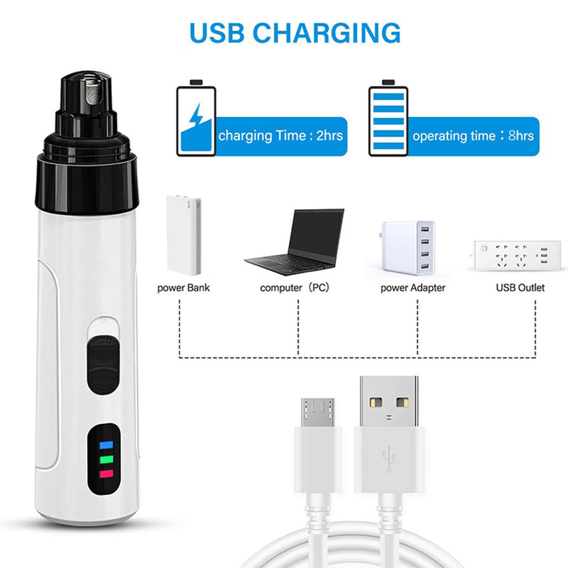Nail Grinder, Low Noise Nail Grinder - USB Rechargeable Pet Nail Trimmer with Grinding Heads, 2 Speeds & Safety Guard for Pets (Nail Grinder) - PawsPlanet Australia