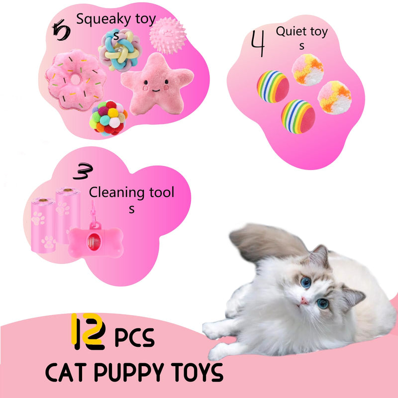 Cats Toy Set Interactive Cat Toys Pack Woolen Cat Toy Balls with Bell and Fuzzy Balls, Interactive Toys for Indoor Cats and Kittens, Chew Toys 12pcs - PawsPlanet Australia