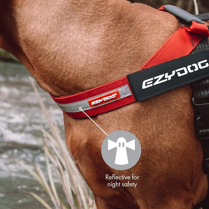EZYDOG Express Dog Harness | Dog Harness for Small, Medium and Large Dogs, Angled Ergonomic Design, Moulded Grip Handle, Easy Release Side Buckle (M, Pink)