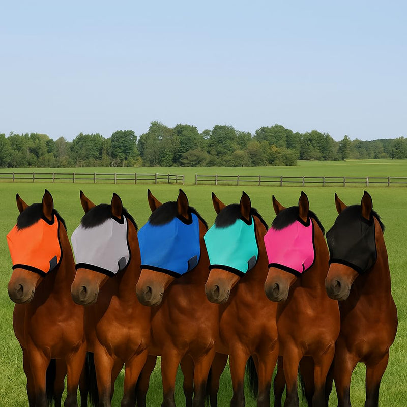 Horse Fly Mask with UV Protection – Breathable & Adjustable Fly Masks for Horses, Ponies, Miniature Foals, Drafts, Arabians, Cob and Full Sizes Comfortable Mesh Face Cover (Light Blue, One Size) Light blue