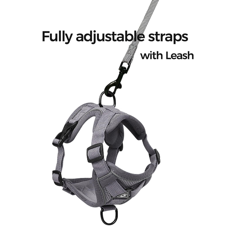 pangdi Cat Harness and Leash Set Escape Proof Tactical Large Kitten Harness Emotional Support Cat Vest, Grey, L 01 Grey - PawsPlanet Australia