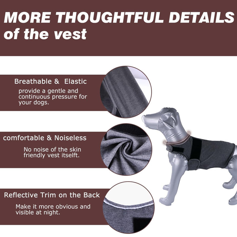 Dog Anxiety Relief Calming Vest, Fireworks, Thunderstorm, Separation Canine Stress Relief Coat, Anti Anxiety Jacket for Dogs (Grey, M) Medium Grey - PawsPlanet Australia