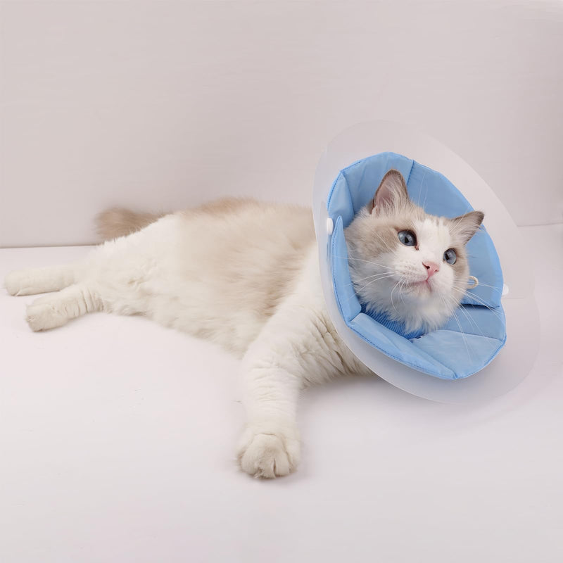 Dual Layer Cat Cone, Dual-Purpose Model Lightweight All-Around Protective Neck After Surgery E Collar to Wound (Blue S (4.7inch- 9.8inch)) Blue S (4.7inch- 9.8inch)