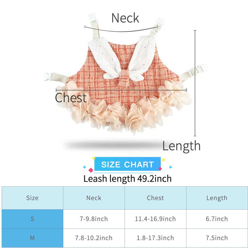 Bunny Rabbit Ferret Harness and Leash Set, Bunny Clothes for Rabbits, Small Animal Guinea Pig Dress Clothes for Kitten Ferret Chihuahua Puppy Mini Dog and Small Animals Harnesses (S, Flower) S - PawsPlanet Australia