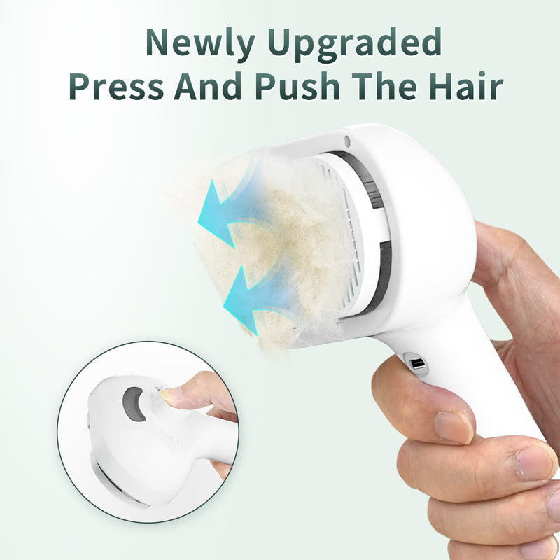 Pet Steam Brush for Dogs and Cats, 3-in-1 Self-Cleaning Deshedding & Grooming Spray Comb, Anti-Static USB Rechargeable with Cool Mist, for Long & Short Hair Pets (White)