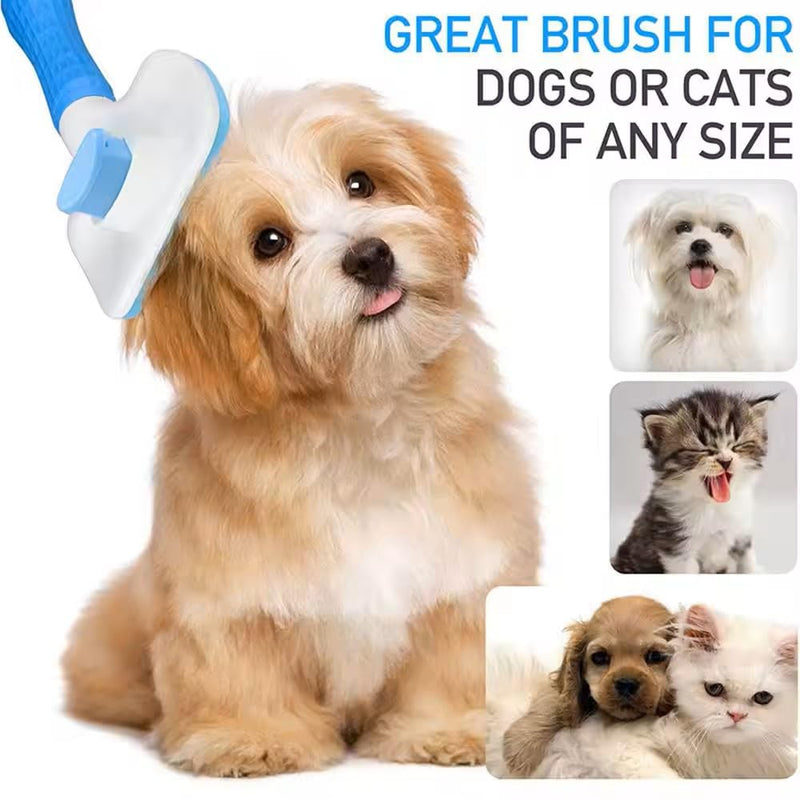 Generic Pink Cat grooming brush, Pet hair brush with Massage Particles, Self Cleaning Dematting Comb for Dogs and Cats, Easy to Use, Ergonomic Handle Design - PawsPlanet Australia