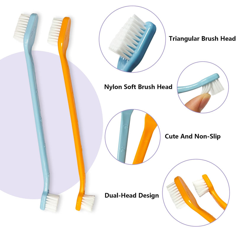 14 Pieces Dog Toothbrush Set, Silicone Finger Toothbrushes for Dogs and Cats, Double Brush, Reusable Teeth Cleaning Fingers Pads, Pet Dental Care Kit Oral Care, Portable Storage (14 Pieces) 14 Pieces