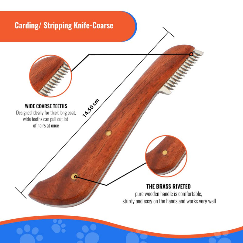 Professional Stripping Knife for Dogs (Pack of 6), Best for Removing Unwanted Undercoat, Blades are Made of Stainless Steel with Wooden Handle Grip (Right-Handed, Rosewood) Pack of 6 Rosswood - PawsPlanet Australia