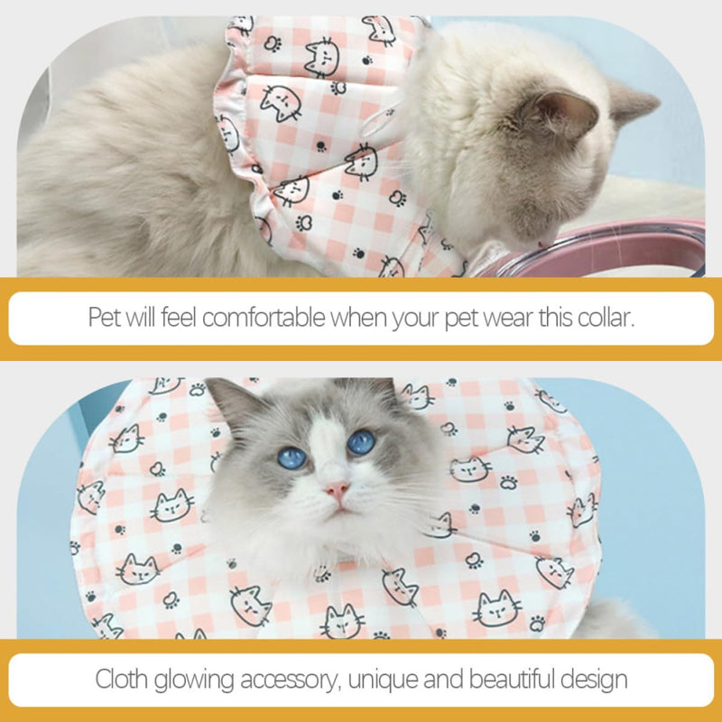 Adjustable cat collar 7cm with waterproof fabric and elastic drawstring, lick and bite protection for dogs and cats after surgery