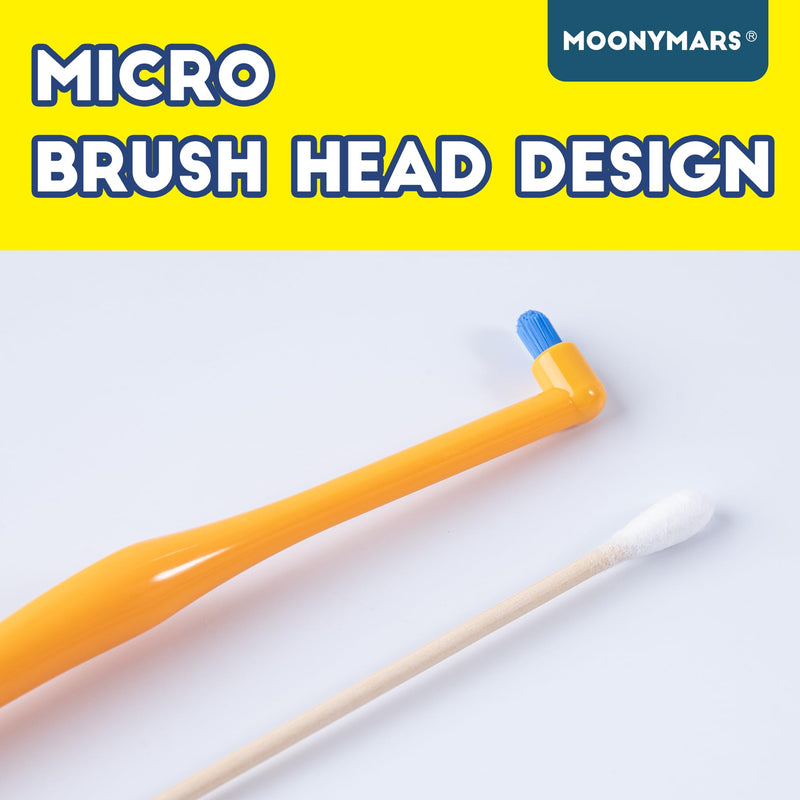 Cat Toothbrush Tuft Head, Small Dog & Puppy Tooth Brushing Kit, Mini Head Teeth Brush for Kitten & Tiny Pet, Doggy Toothbrushes Deep Dental Cleaning, 2 PCS - Orange Tuft Head - Detailed Dental Care - PawsPlanet Australia
