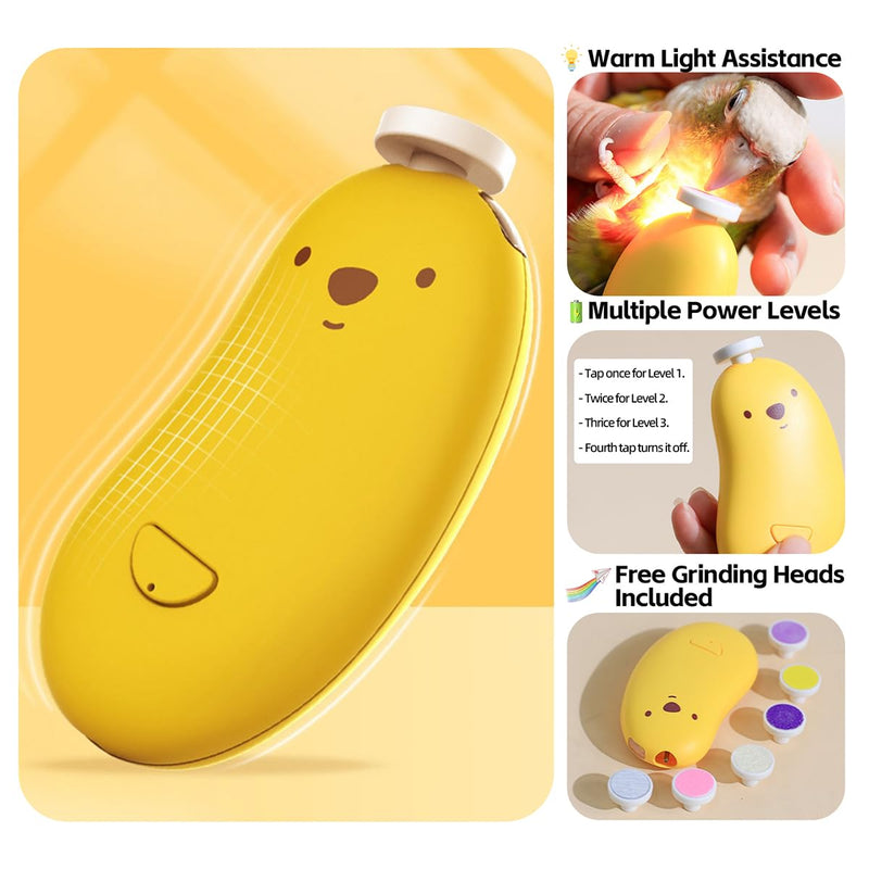 MANON ROSA Bird Nail Grinder, Bird Beak Grinder- Safe and Quiet Bird Nail Care Tool, Complete Grooming Kit for Parrots Conures Cockatiels Finches Parakeets, Premium Beak Maintenance (White) White - PawsPlanet Australia