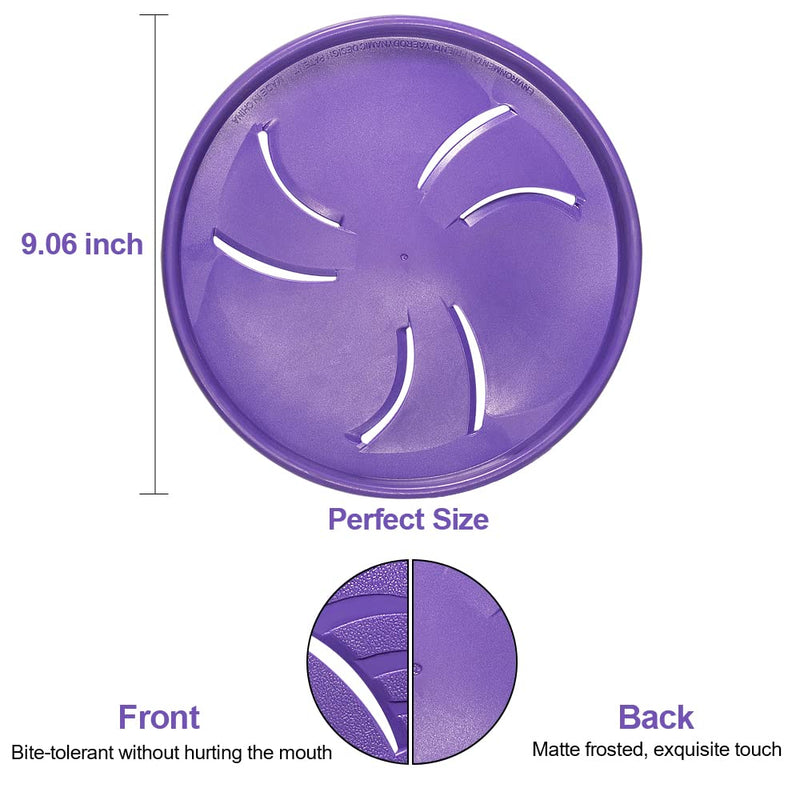 Indestructible Dog Flying Disc, Interactive Dog Flyer Toys, Soft Lightweight Dog Catch and Fetch Toys for Medium Large Dogs, Floats in Water & Safe on Teeth, 9 inch (Large, Purple) - PawsPlanet Australia