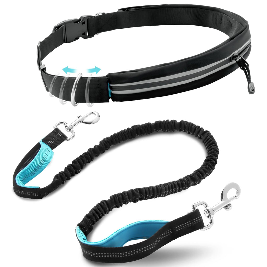 Caudblor Waist Leash for Medium Large Dog Walking, Bungee Hands Free Dog Leash with Zipper Pouch, Around The Waist No Pull Running Dog Leash Belt, Padded Handle Jogging No Hands Dog Leash Heavy Duty