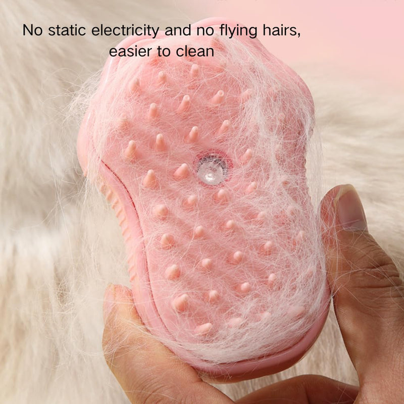 Cat Steam Brush - 3 In1 Steamy Cat Brush, Self-Cleaning Steamy Pet Brush for Massage, Multifunctional Cat Grooming Brush for Removing Tangled and Loose Hair (Pink) Pink - PawsPlanet Australia