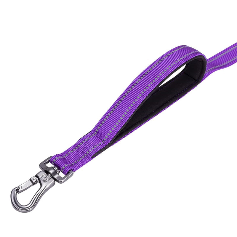 EXCELLENT ELITE SPANKER Strong Durable Nylon Dog Training Leash Traction Rope 5 Feet Long 1" Wide with Poop Bag Holder for Small and Medium Dog(Purple) 5.2ft x 1 in. Purple - PawsPlanet Australia