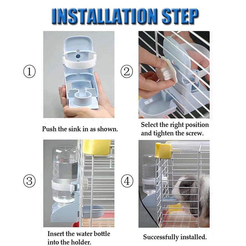 17oz Rabbit Water Feeder, Pet Cage Suspended Water Dispenser, Hanging Automatic Small Animal Water Bottle Bowl for Bunny Chinchilla Hedgehog Ferret Hamster White - PawsPlanet Australia