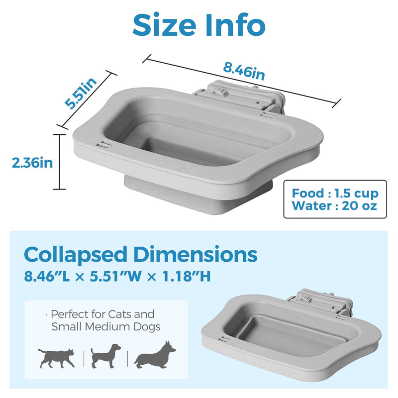 Collapsible Dog Bowls for Crate Dog Kennel Bowls for Travel Foldable Dog Water and Food Bowls for Pet Carrier, Suitable for Small Medium Dogs and Cats, Removable, BPA Free, Grey - PawsPlanet Australia