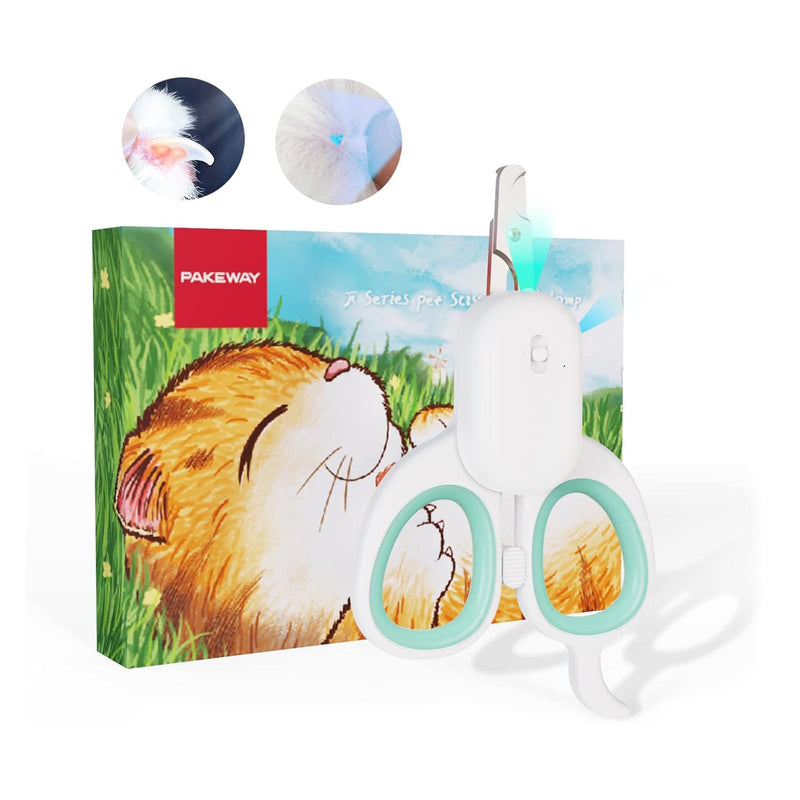 PAKEWAY Pet Nail Clipper with LED & -U-V Light, Cat Claw Trimmer with Ultra Bright LED Light for Nail Bloodline to Avoid Over Cutting, Sharp Angled Blade Grooming Tool for Dog Cat Rabbit Small Animals Suitable for Cats＆Dogs Green - PawsPlanet Australia