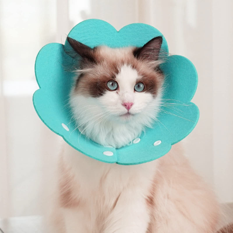 Cat Recovery Collar, 3 PCS Adjustable Flower Cat Cone Collar Soft Pet Cone Recovery Collar with Sun Flower Shape for Cats Kitten Puppies, Blue-Green, Olive Green and Gray Light Color - PawsPlanet Australia