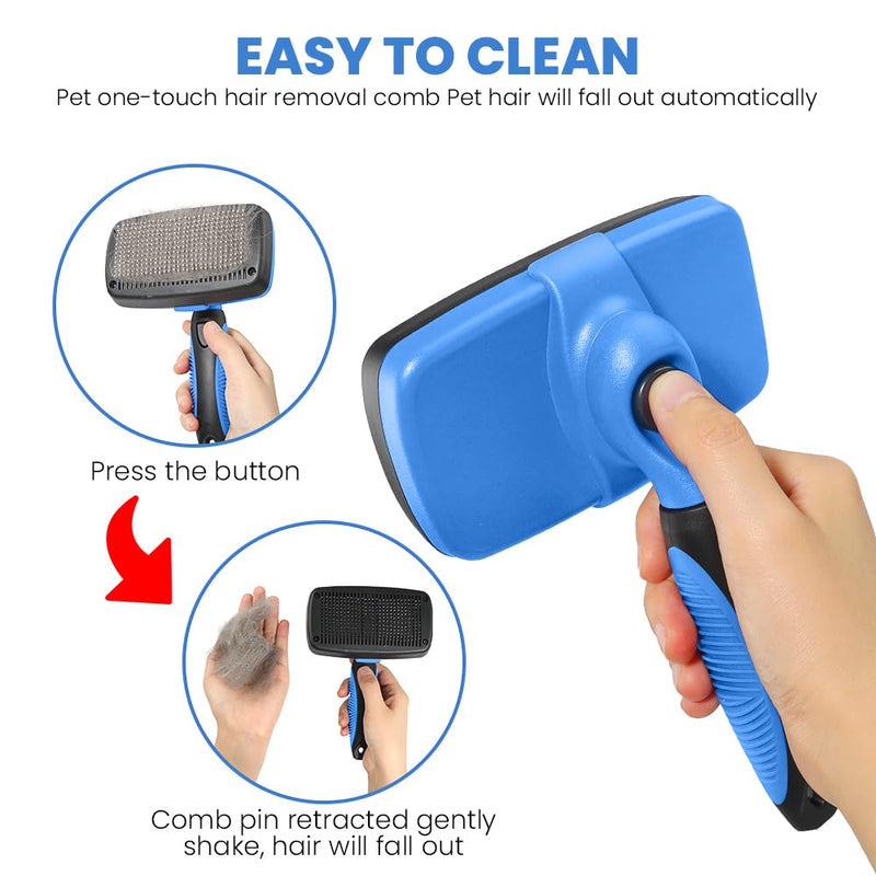 Self-Cleaning Pet Grooming Brush – Deshedding Tool - Removes Loose Fur- Easy One-Click Fur Removal - Hair Brush - Pet Hair Removal Tool - Cat brush - Dog brush for Shedding - Dog hair remover - Large - PawsPlanet Australia