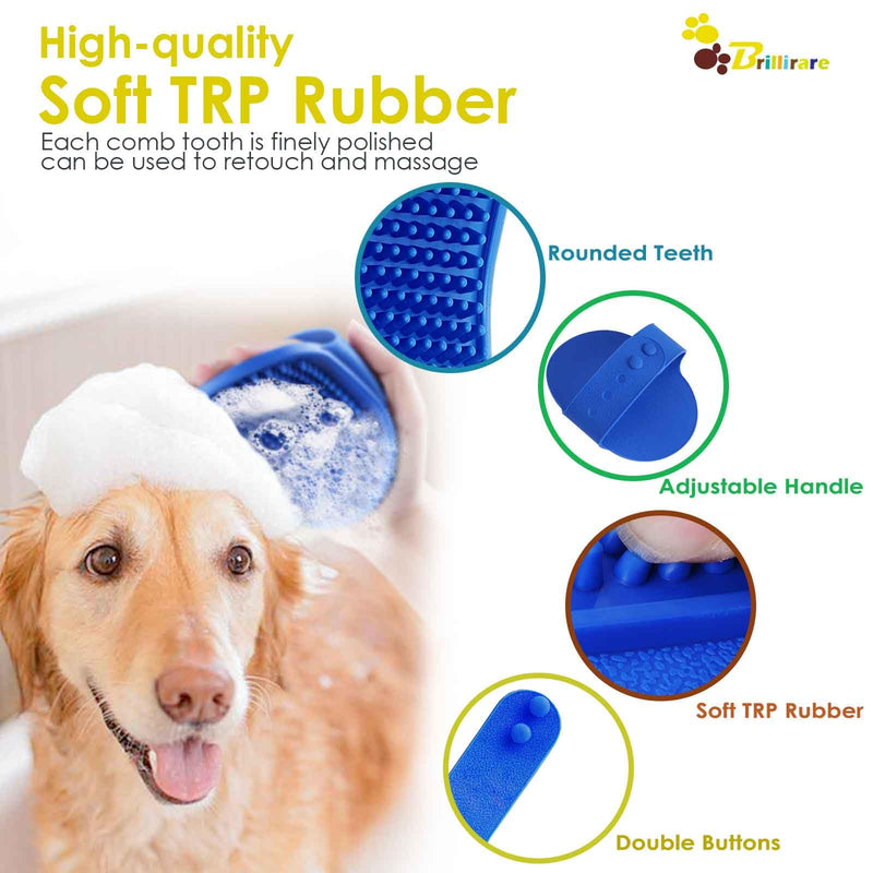 2 Pack Dog Grooming Brush, Premium Soft Silicone Pet Bath Brushes with Adjustable Handle, Shampoo Soothing Comb for Wet Dry Long Short Haired Dogs & Cats Massaging, Deshedding 2 Pack