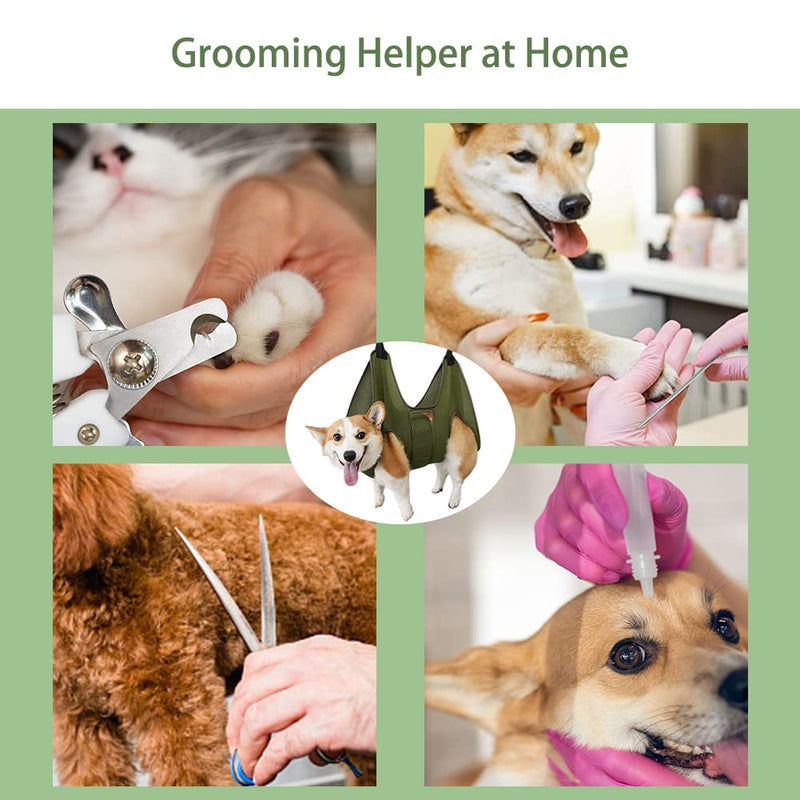 Mklhgty Dog Grooming Hammock for Trimming Nails and Ear/Eye Care, Sling for Grooming with Nail Clipperse Medium Green