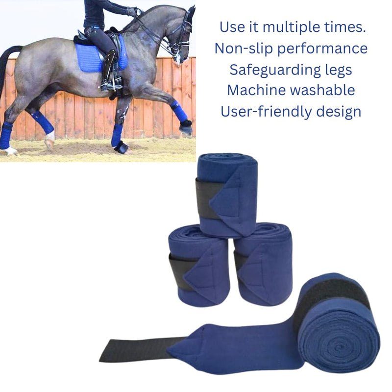Horse Leg Bandage/Horse Leg wrap (Set of 4) Red, Blue, Navy Blue, and Black (Navy Blue) - PawsPlanet Australia
