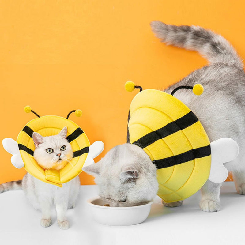 Hemobllo Adjustable Soft Sponge Pet Collar in Bee Shape, Anti-Leak Neck Brace for Dogs and Cats up to 9kg, Creative Design for Wound Healing and Protection