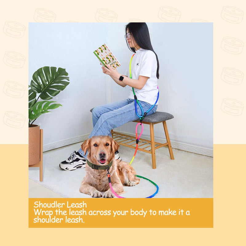 Hands Free Dog Leash 9.8ft Rope Crossbody Dog Leash Reflective for Large Medium Small Dogs Walking, Jogging and Running，Dog Training Leash (Rainbow, 9.8Ft) Rainbow - PawsPlanet Australia