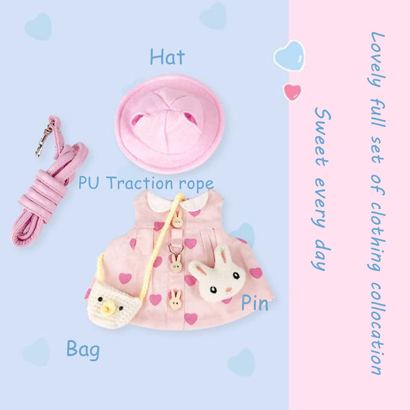 Guinea Pig Clothes,Rabbit Harness,Ferret Bunny Clothes with Pet Rabbit Harness and Leash Mini Hat Bag Cute Brooch for Kitten Small Animal Collars Medium Pink - PawsPlanet Australia