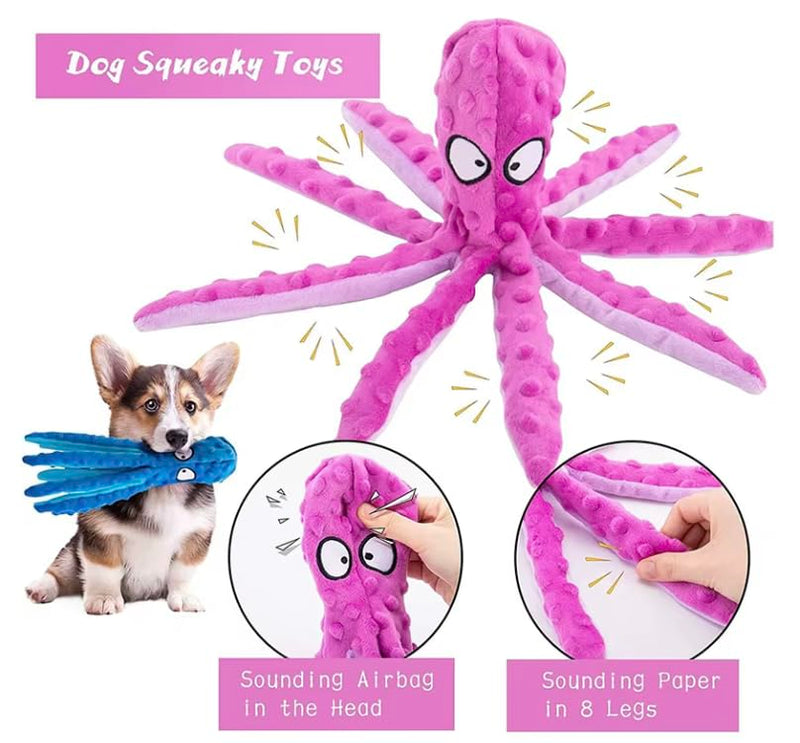 Squeaky Dog Toys, Octopus No Stuffing Crinkle Plush Dog Toys to Keep Them Busy, Interactive Dog Chew Toys for Puppy Teething, Large Dog Toys for Large Medium Small Breeds, Pet Toys, 2 Pack - PawsPlanet Australia