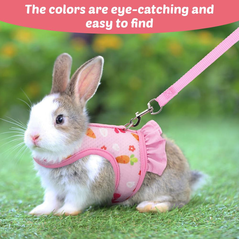 Rabbit Harness and Leash Set,Adjustable Breathable Mesh Ferret Harness Available All Seasons for Guinea Pigs Bunnies Chinchillas Hamsters Pink S - PawsPlanet Australia