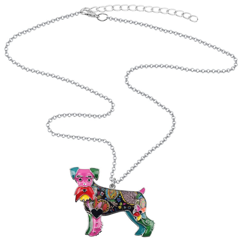 BONSNY Signature DOG collection Love Pets“SILVER”Statement SCHNAUZER Necklace Dog Animal Pendant Multicolor - PawsPlanet Australia