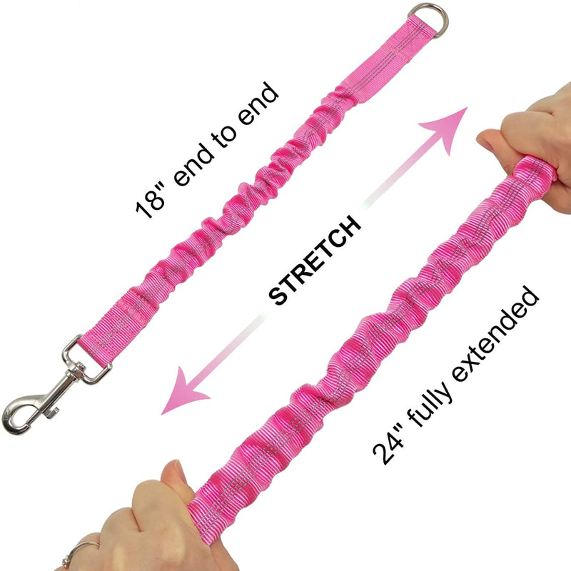 BTINESFUL Bungee Dog Leash Extension, 18”Dog Shock Absorber Extender, Works with Any Leash for Walking, Jogging, Training, Playing 18 Inch Pink - PawsPlanet Australia