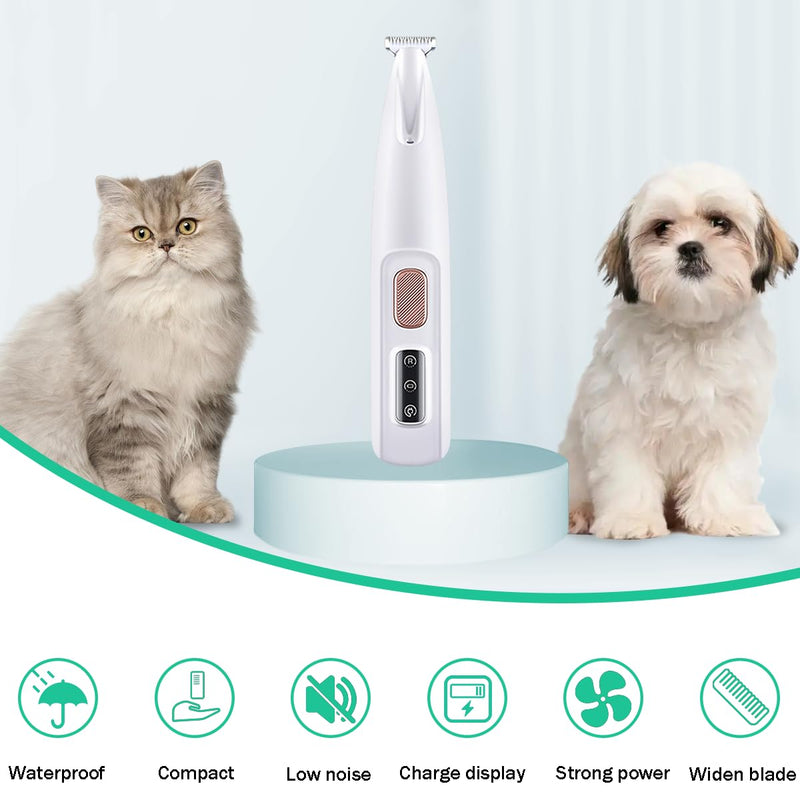 Dog Paw Trimmer, Electric Dog Clippers with LED Light, Rechargeable Low Noise Pet Hair Trimmer for Grooming, Cordless Pet Paw Trimmer, Pet Hair Shaver for Small Dogs Cats - PawsPlanet Australia