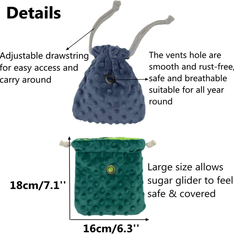 2 Pack Sugar Glider Bonding Pouch - Soft Sleeping Pouch with Breathable Vent & Drawstring Portable Travel Bag Small Animal Carrier for Sugar Glider Squirrel Hamster Rats Hedgehog Bird Parrot (2 Pack) 2 Pack