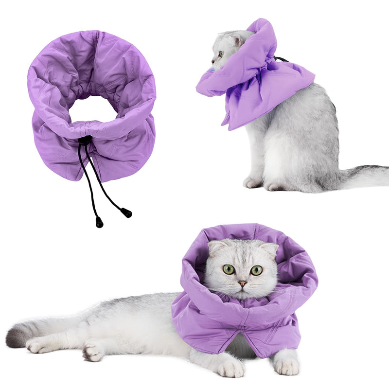 Cat Recovery Collar, Soft Adjustable Cone for Cats and Kittens, Lightweight Waterproof Elizabethan Collar for After-Surgery Care, Prevent Licking and Scratching, Neck Protector for Pets（Purple,M） Purple【New Arrival 】 M